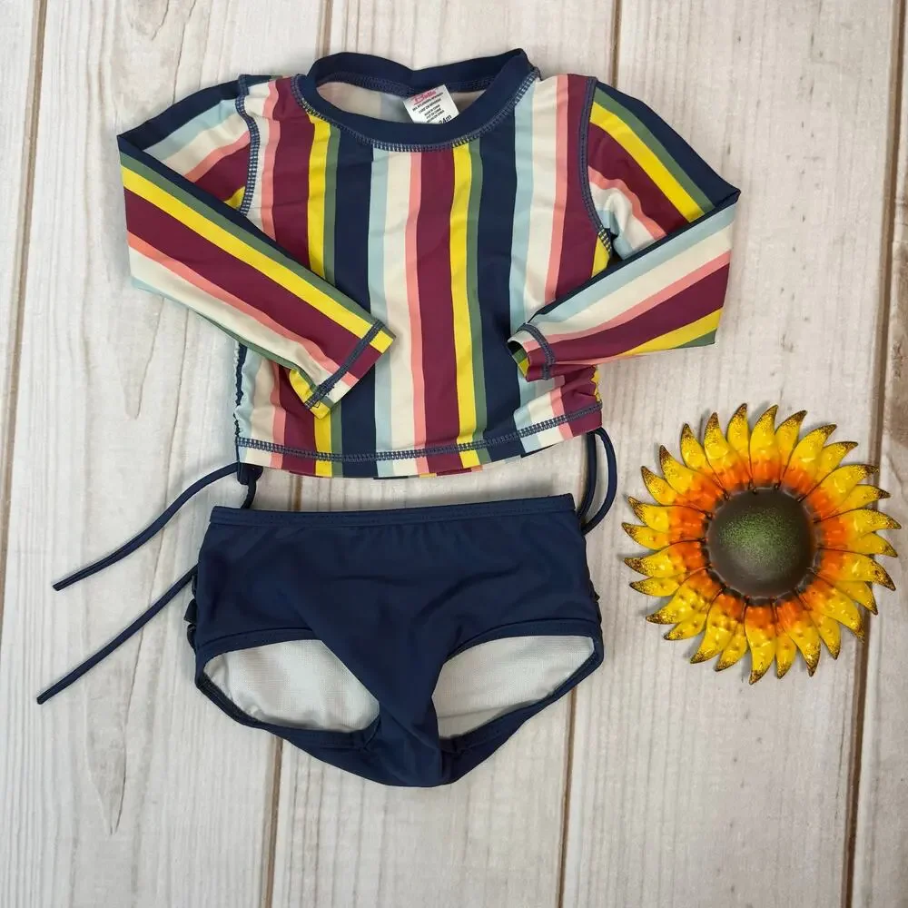 Ruffle Butts Girls Rash Guard Swim Set Two PIece Swim Set Bundle 18-24m‎